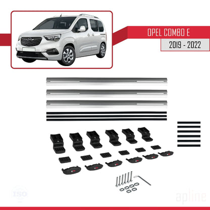Compatible with Opel Combo E Life 2019-2022 BASIC Model Car Roof Rack Cross Bar Grey Aluminium 3 Bars