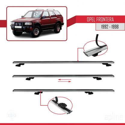 Compatible with Opel Frontera 1992-1998 BASIC Model Car Roof Rack Cross Bar Grey Aluminium 2 Bars