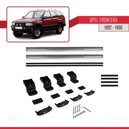 Compatible with Opel Frontera 1992-1998 BASIC Model Car Roof Rack Cross Bar Grey Aluminium 2 Bars