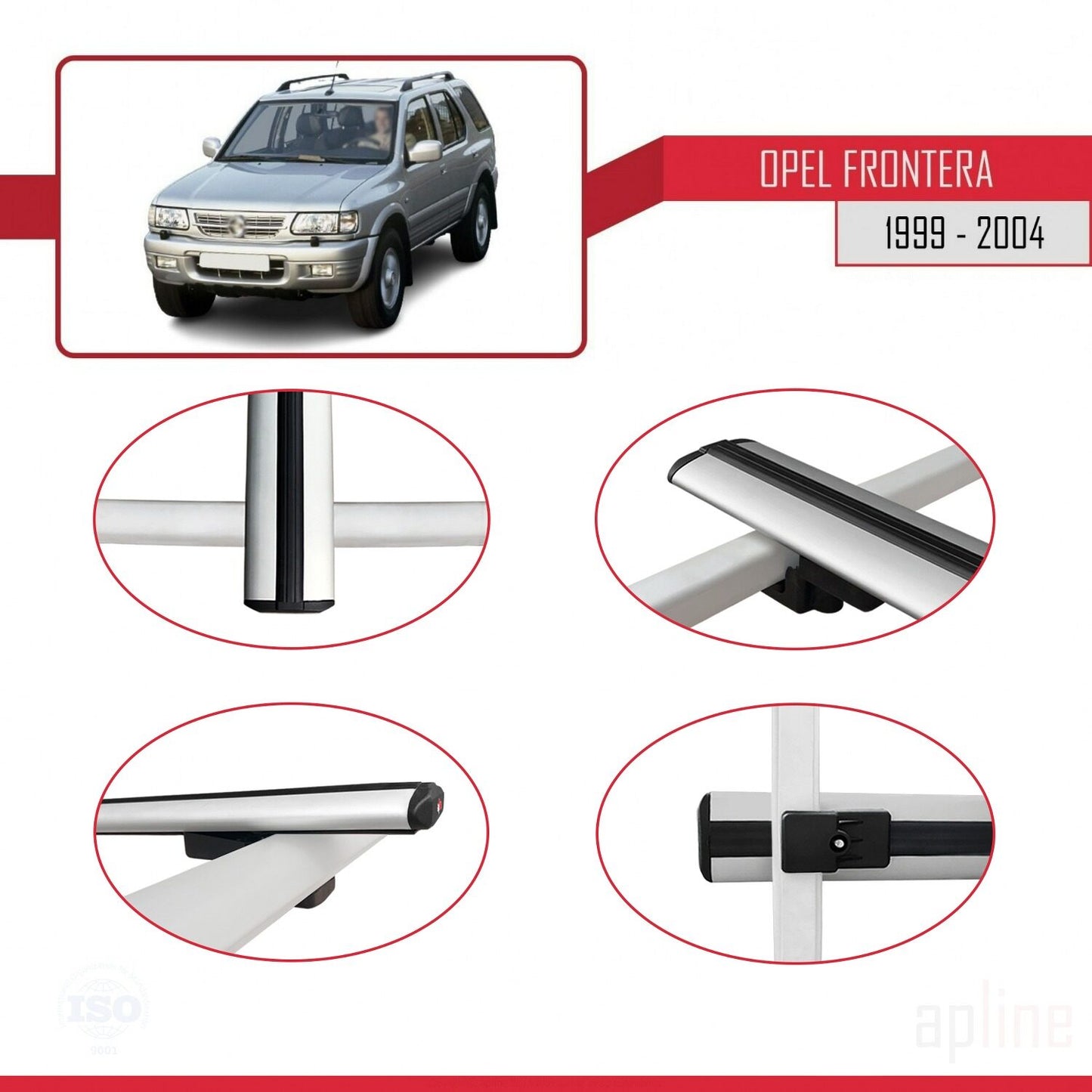 Compatible avec Opel Frontera 2 1999-2004 BASIC Model Barres de Toit Railing Porte-Bagages de Voiture Gris Aluminium 3 Barres