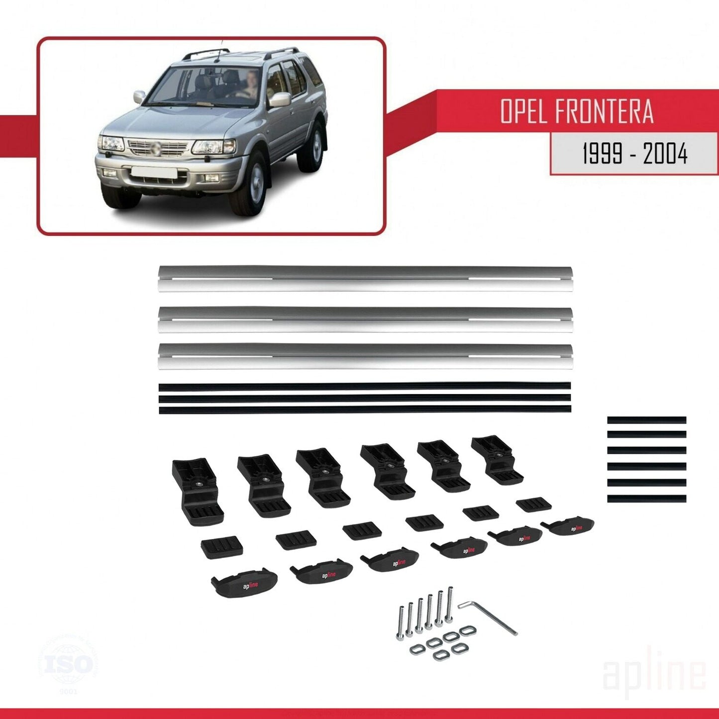 Compatible avec Opel Frontera 2 1999-2004 BASIC Model Barres de Toit Railing Porte-Bagages de Voiture Gris Aluminium 3 Barres