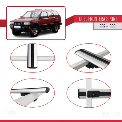 Compatible avec Opel Frontera Sport 1992-1998 BASIC Model Barres de Toit Railing Porte-Bagages de Voiture Gris Aluminium 2 Barres