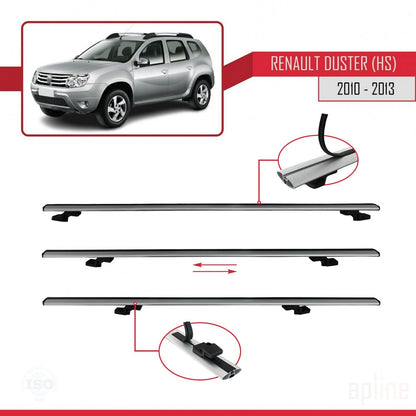 Compatible avec Renault Duster (HS) Pre-Facelift 2010-2013 BASIC Model Barres de Toit Railing Porte-Bagages de Voiture Gris Aluminium 3 Barres