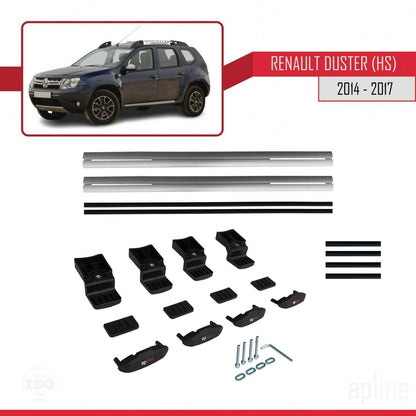 Compatible avec Renault Duster (HS) Post-Facelift 2014-2017 BASIC Model Barres de Toit Railing Porte-Bagages de Voiture Gris Aluminium 2 Barres