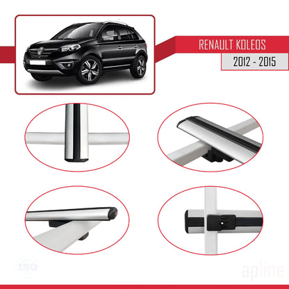 Compatible avec Renault Koleos (HY) Post-Facelift 2012-2015 BASIC Model Barres de Toit Railing Porte-Bagages de Voiture Gris Aluminium 2 Barres