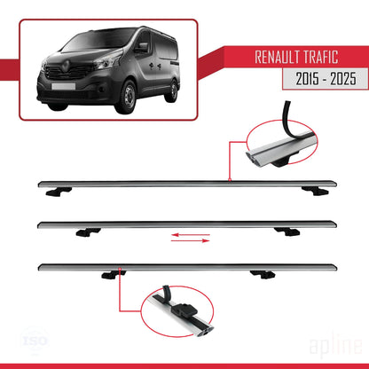 Compatible avec Renault Trafic 3 (X82) 2015-2025 BASIC Model Barres de Toit Railing Porte-Bagages de Voiture Gris Aluminium 3 Barres