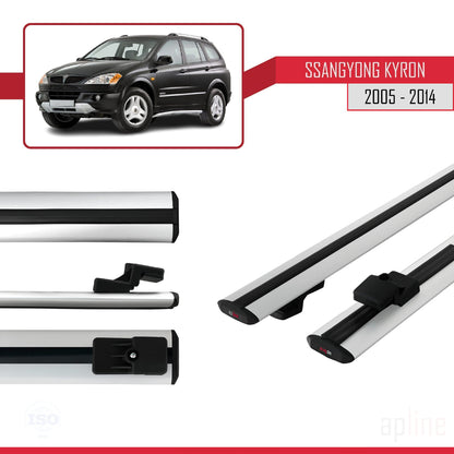Compatible avec Ssangyong Kyron 2005-2014 BASIC Model Barres de Toit Railing Porte-Bagages de Voiture Gris Aluminium 2 Barres