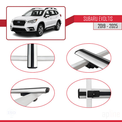 Compatible avec Subaru Evoltis 2019-2025 BASIC Model Barres de Toit Railing Porte-Bagages de Voiture Gris Aluminium 2 Barres