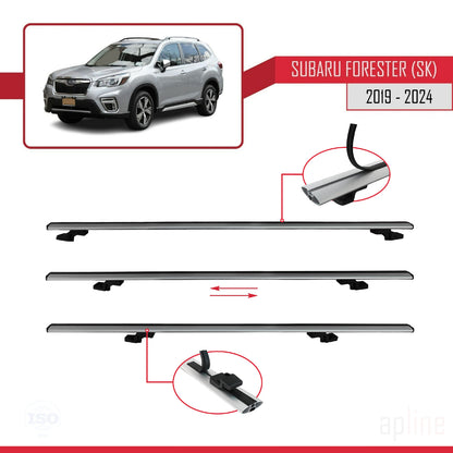 Compatible avec Subaru Forester 5 (SK) 2019-2024 BASIC Model Barres de Toit Railing Porte-Bagages de Voiture Gris Aluminium 3 Barres