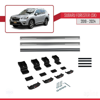 Compatible avec Subaru Forester 5 (SK) 2019-2024 BASIC Model Barres de Toit Railing Porte-Bagages de Voiture Gris Aluminium 2 Barres