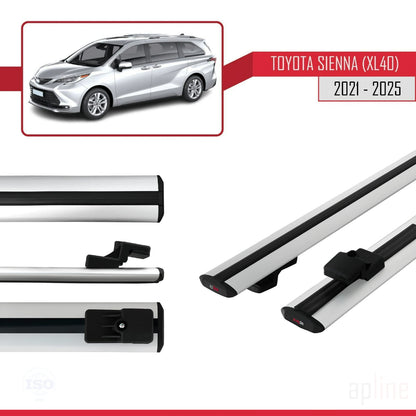 Compatible avec Toyota Sienna 4 (XL40) 2021-2025 BASIC Model Barres de Toit Railing Porte-Bagages de Voiture Gris Aluminium 2 Barres