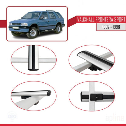 Compatible avec Vauxhall Frontera Sport 1992-1998 BASIC Model Barres de Toit Railing Porte-Bagages de Voiture Gris Aluminium 2 Barres