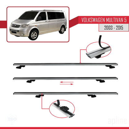 Compatible avec Volkswagen T5 Multivan 2003-2015 BASIC Model Barres de Toit Railing Porte-Bagages de Voiture Gris Aluminium 4 Barres