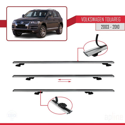 Compatible avec Volkswagen Touareg (7L) 2002-2010 BASIC Model Barres de Toit Railing Porte-Bagages de Voiture Gris Aluminium 2 Barres