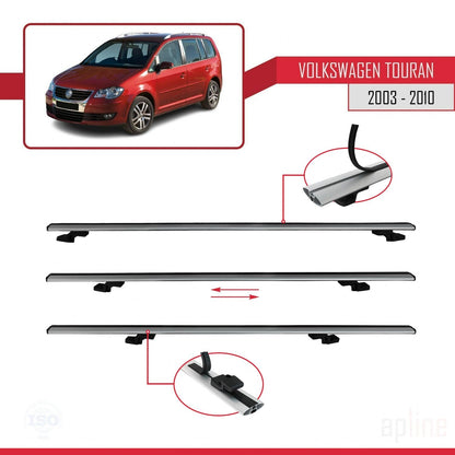 Compatible avec Volkswagen Touran (1T) Pre-Facelift 2003-2010 BASIC Model Barres de Toit Railing Porte-Bagages de Voiture Gris Aluminium 2 Barres