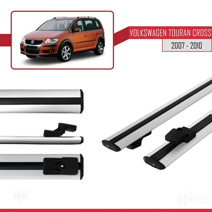 Compatible avec Volkswagen Touran Cross Pre-Facelift 2007-2010 BASIC Model Barres de Toit Railing Porte-Bagages de Voiture Gris Aluminium 2 Barres