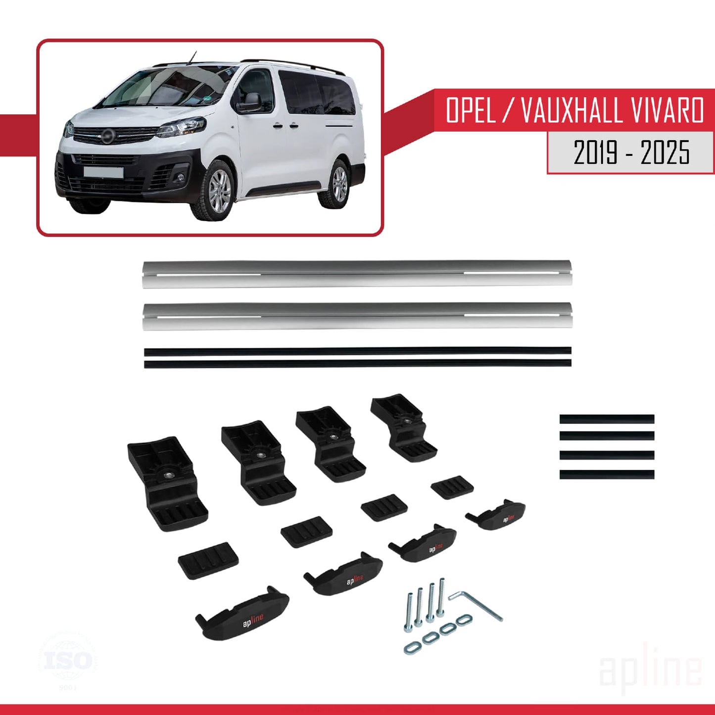 Compatible avec Opel Vivaro C 2019-2025 BASIC Model Barres de Toit Railing Porte-Bagages de Voiture Gris Aluminium 2 Barres
