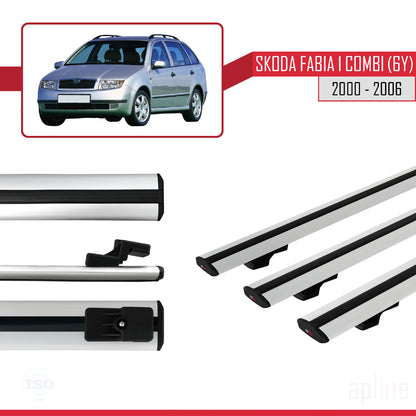 Compatible avec Skoda Fabia (6Y) Break 2000-2006 BASIC Model Barres de Toit Railing Porte-Bagages de Voiture Gris Aluminium 3 Barres