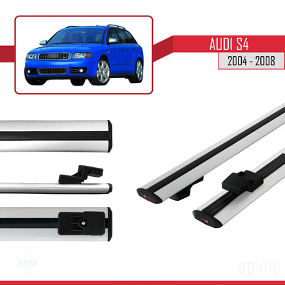 Compatibile con Audi S4 2004-2008 modello BASIC Barre portatutto per auto Portapacchi in alluminio grigio 2 barre