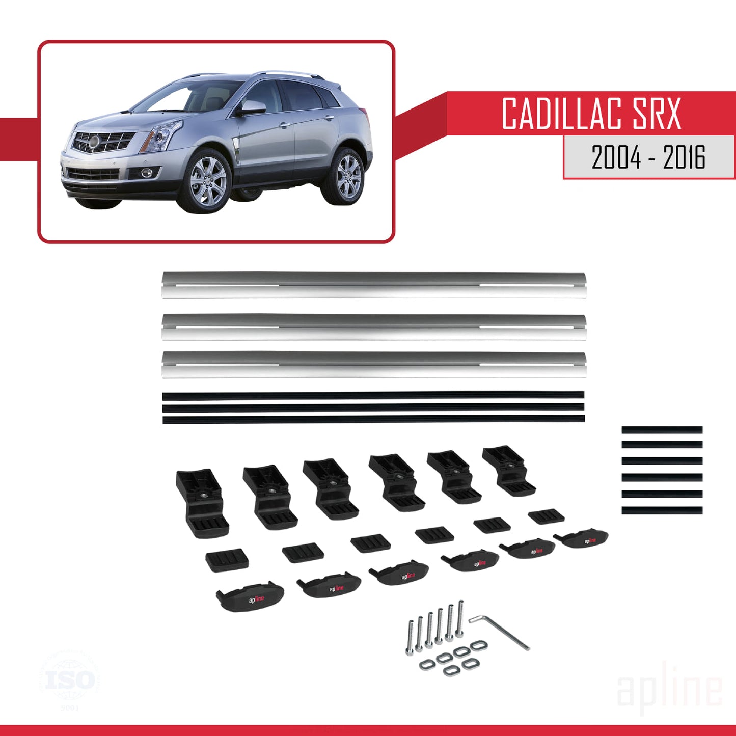 Compatible avec Cadillac SRX 2004-2016 BASIC Model Barres de Toit Railing Porte-Bagages de Voiture Gris Aluminium 3 Barres