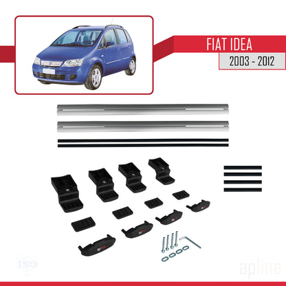 Compatible avec Fiat Idea 2003-2012 BASIC Model Barres de Toit Railing Porte-Bagages de Voiture Gris Aluminium 2 Barres
