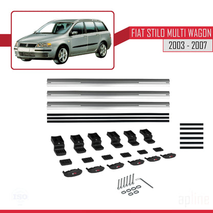 Compatible avec Fiat Stilo Multi Wagon 2003-2007 BASIC Model Barres de Toit Railing Porte-Bagages de Voiture Gris Aluminium 3 Barres