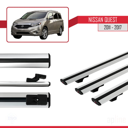 Compatible avec Nissan Quest 2011-2017 BASIC Model Barres de Toit Railing Porte-Bagages de Voiture Gris Aluminium 3 Barres
