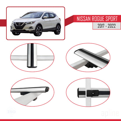 Compatible avec Nissan Rogue Sport 2017-2022 BASIC Model Barres de Toit Railing Porte-Bagages de Voiture Gris Aluminium 3 Barres