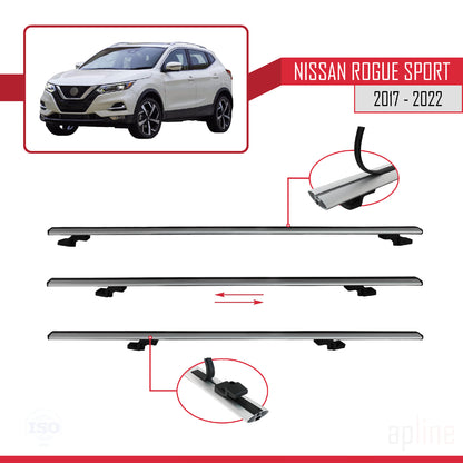 Compatible avec Nissan Rogue Sport 2017-2022 BASIC Model Barres de Toit Railing Porte-Bagages de Voiture Gris Aluminium 3 Barres