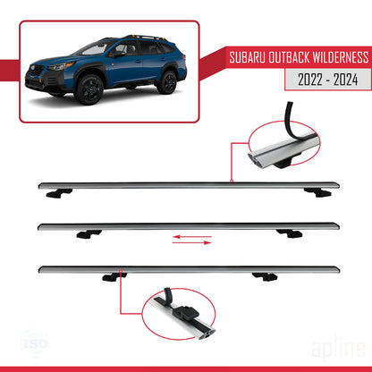 Compatible avec Subaru Outback Wilderness 2022-2024 BASIC Model Barres de Toit Railing Porte-Bagages de Voiture Gris Aluminium 3 Barres