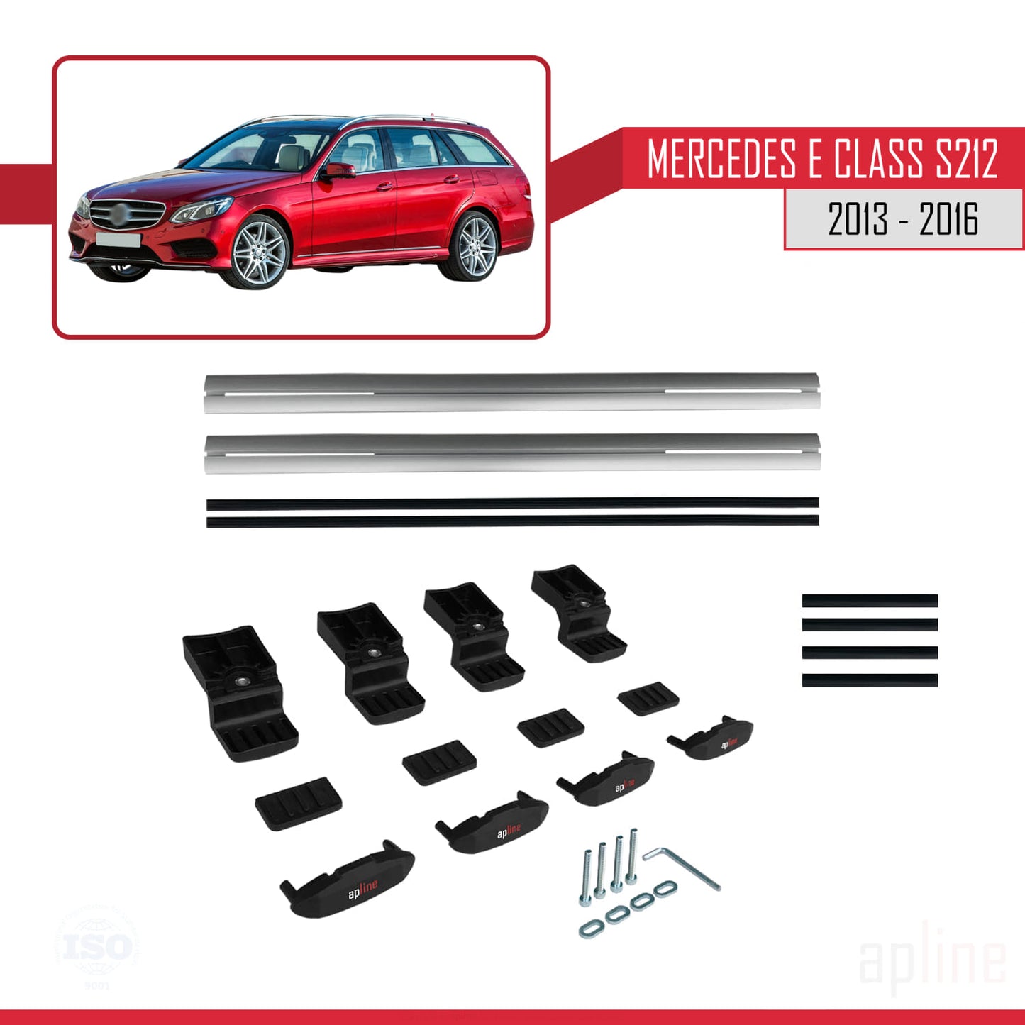Compatible avec Mercedes E Class S212 2013-2016 BASIC Model Barres de Toit Railing Porte-Bagages de Voiture Gris Aluminium 2 Barres
