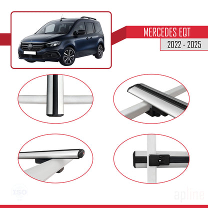 Compatible avec Mercedes EQT / Citan W420 2022-2025 BASIC Model Barres de Toit Railing Porte-Bagages de Voiture Gris Aluminium 2 Barres