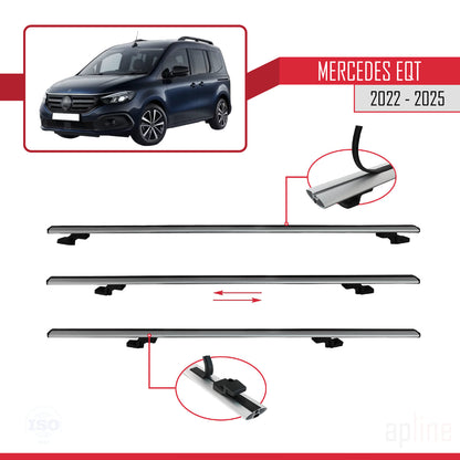Compatible avec Mercedes EQT / Citan W420 2022-2025 BASIC Model Barres de Toit Railing Porte-Bagages de Voiture Gris Aluminium 2 Barres
