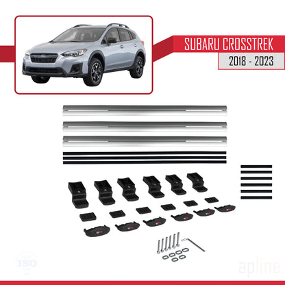 Compatible avec Subaru Crosstrek 2018-2023 BASIC Model Barres de Toit Railing Porte-Bagages de Voiture Gris Aluminium 3 Barres