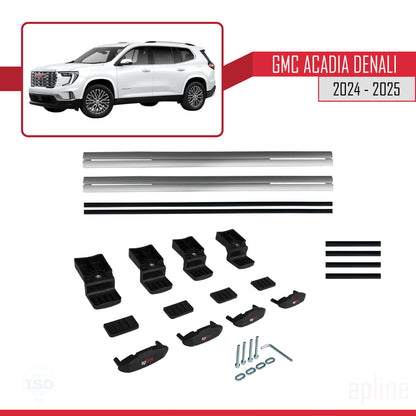 Compatible avec GMC Acadia Denali 2024-2025 BASIC Model Barres de Toit Railing Porte-Bagages de Voiture Gris Aluminium 2 Barres