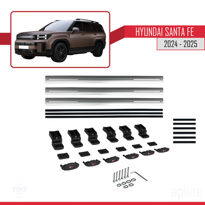 Compatibile con Hyundai Santa Fe modello BASIC 2024-2025 Barre portatutto per auto Portapacchi in alluminio grigio 3 barre