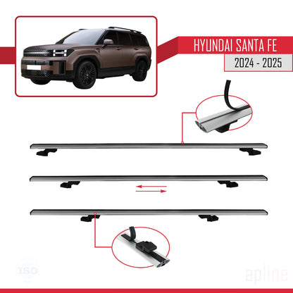 Compatibile con Hyundai Santa Fe modello BASIC 2024-2025 Barre portatutto per auto Portapacchi in alluminio grigio 2 barre
