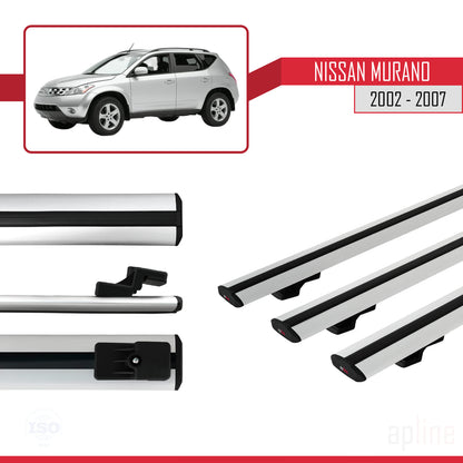 Compatible with Nissan Murano 2002-2007 BASIC Model Car Roof Rack Cross Bar Grey Aluminium 3 Bars