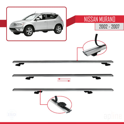Compatible with Nissan Murano 2002-2007 BASIC Model Car Roof Rack Cross Bar Grey Aluminium 3 Bars