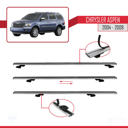 Compatible with Chrysler Aspen 2004-2009 BASIC Model Car Roof Rack Cross Bar Grey Aluminium 2 Bars