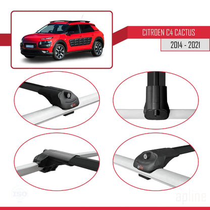 Compatible avec Citroen C4 Cactus 2014-2021 ACE-1 Barres de Toit Railing Porte-Bagages de Voiture Noir Aluminium 3 Barres