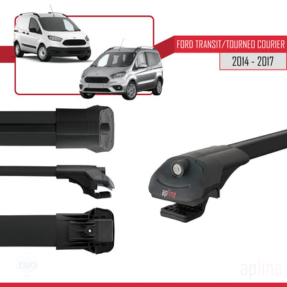 Compatible avec Ford Transit/Tourneo Courier Pre-Facelift 2014-2017 ACE-1 Barres de Toit Railing Porte-Bagages de Voiture Noir Aluminium 2 Barres