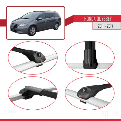 Compatible avec Honda Odyssey 2011-2017 ACE-1 Barres de Toit Railing Porte-Bagages de Voiture Noir Aluminium 3 Barres