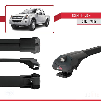 Compatible avec Isuzu D-Max 2 (RT50) Pre-Facelift 2012-2015 ACE-1 Barres de Toit Railing Porte-Bagages de Voiture Noir Aluminium 3 Barres