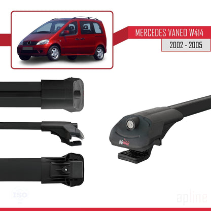 Compatible with Mercedes Vaneo (W414) 2002-2005 ACE-1 Car Roof Rack Cross Bar Black Aluminium 3 Bars