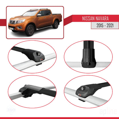 Compatible avec Nissan Navara 4 (D23) 2015-2021 ACE-1 Barres de Toit Railing Porte-Bagages de Voiture Noir Aluminium 2 Barres