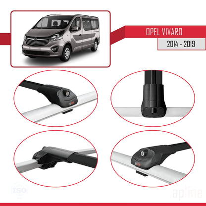 Compatible avec Opel Vivaro B 2014-2019 ACE-1 Barres de Toit Railing Porte-Bagages de Voiture Noir Aluminium 2 Barres