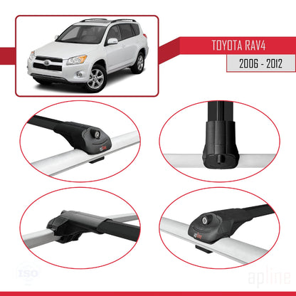 Compatible avec Toyota RAV4 III (XA30) 2006-2012 ACE-1 Barres de Toit Railing Porte-Bagages de Voiture Noir Aluminium 2 Barres