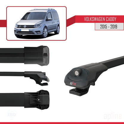 Compatible avec Volkswagen Caddy 3 (SA) 2015-2019 ACE-1 Barres de Toit Railing Porte-Bagages de Voiture Noir Aluminium 3 Barres