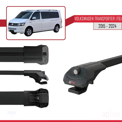 Compatible avec Volkswagen T6 Transporter 2015-2024 ACE-1 Barres de Toit Railing Porte-Bagages de Voiture Noir Aluminium 3 Barres